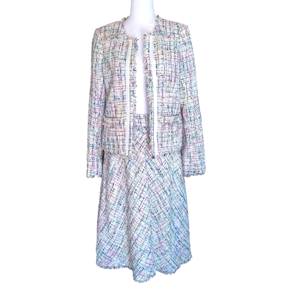 Worthington‎ Suit Set Size Small Multicolor Tweed Lined White/Pink/Blue/Green